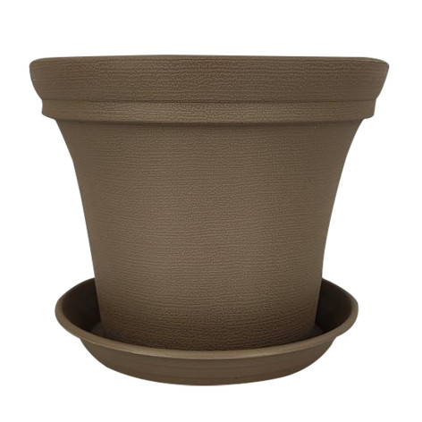 Горшок пластиковый 7,3 л 24,5*23,5*20 см с поддоном коричневый Baizheng