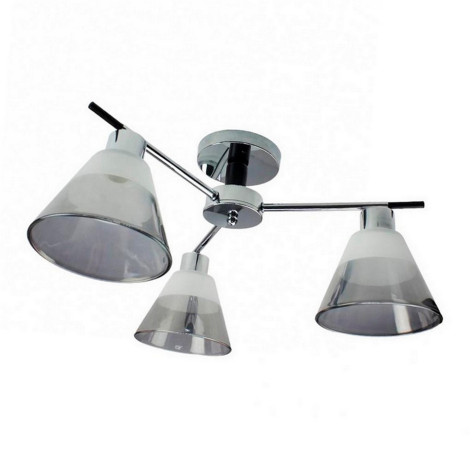 Люстра 3 плафона 54*23 см Е27 60Вт 12м2 плафон стекло хром черный Baizheng