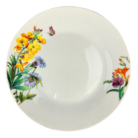 Тарелка фарфоровая обеденная 23 см Луговые цветы Мфк