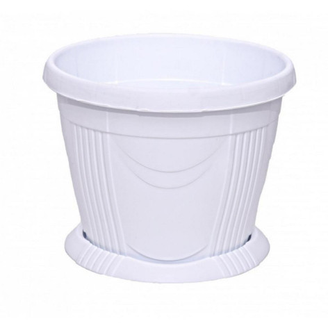 Кашпо пластиковое  1 л поддон белый Селенга Ангарск