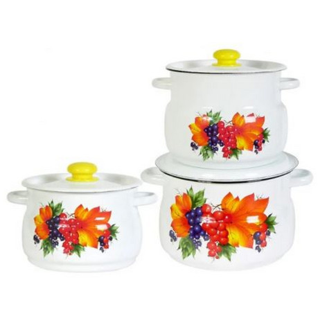 Кастрюля эмалированная 5,5 л пласт кнопка сферическая белый Смородина Стальэмаль