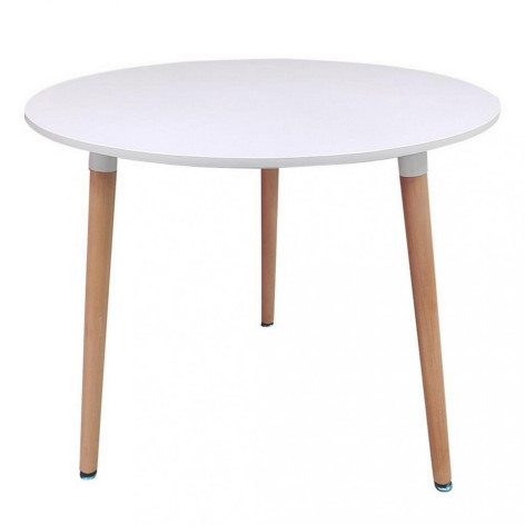 Стол ЛДСП кухонный 80*80*74 см белый круг ножки дерево QT02WH Baizheng