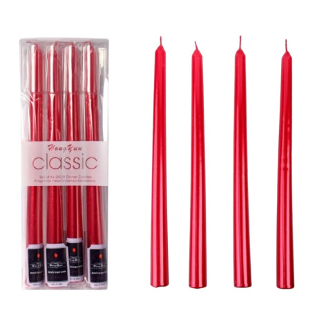 Свеча новогодняя гладкая 4 шт 1,8*25 см парафин микс NP-3106 Baizheng