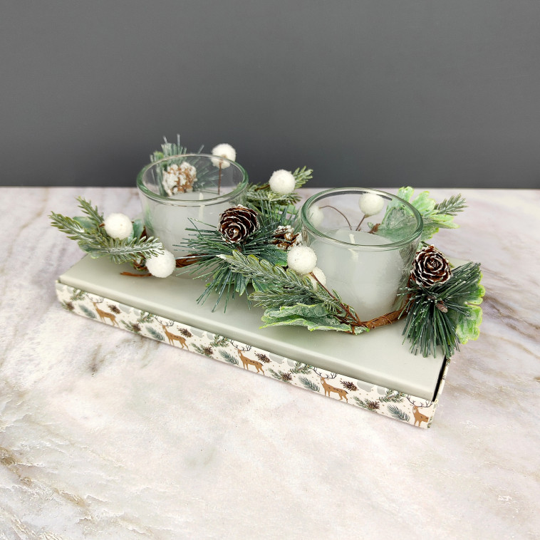 Фотография Свеча новогодняя в стакане 6 см 2 шт декор белый NP-3102 Baizheng