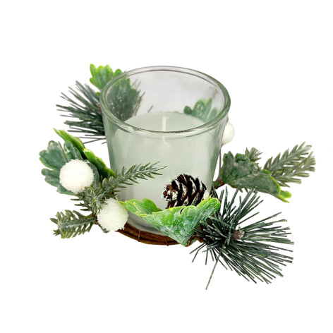 Свеча новогодняя в стакане 6 см декор белый NP-3101 Baizheng