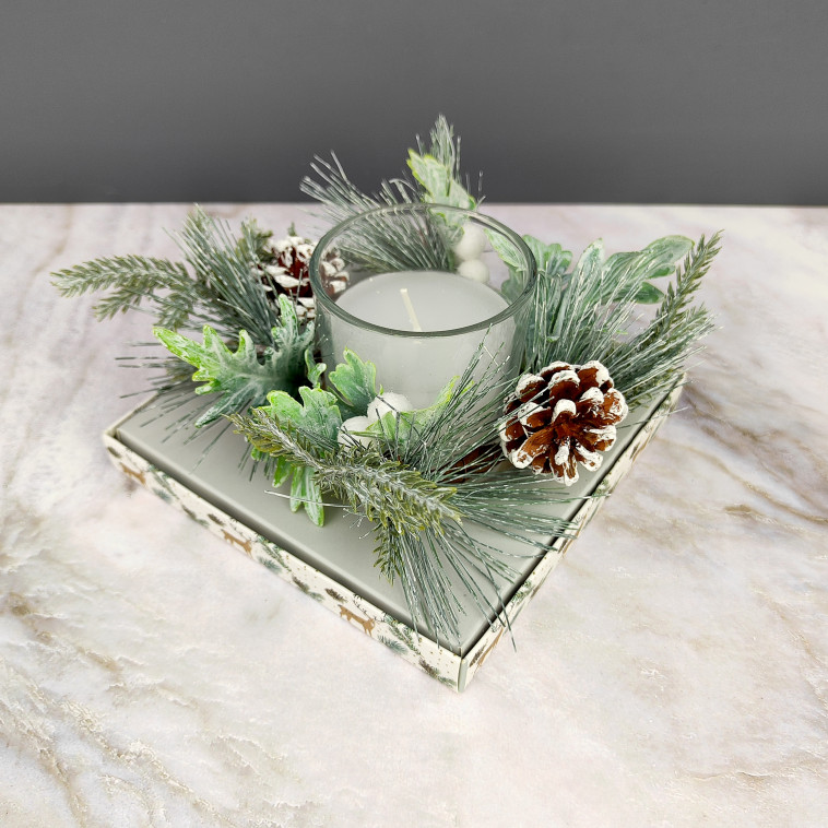 Картинка Свеча новогодняя в стакане 8 см декор белый NP-3103 Baizheng