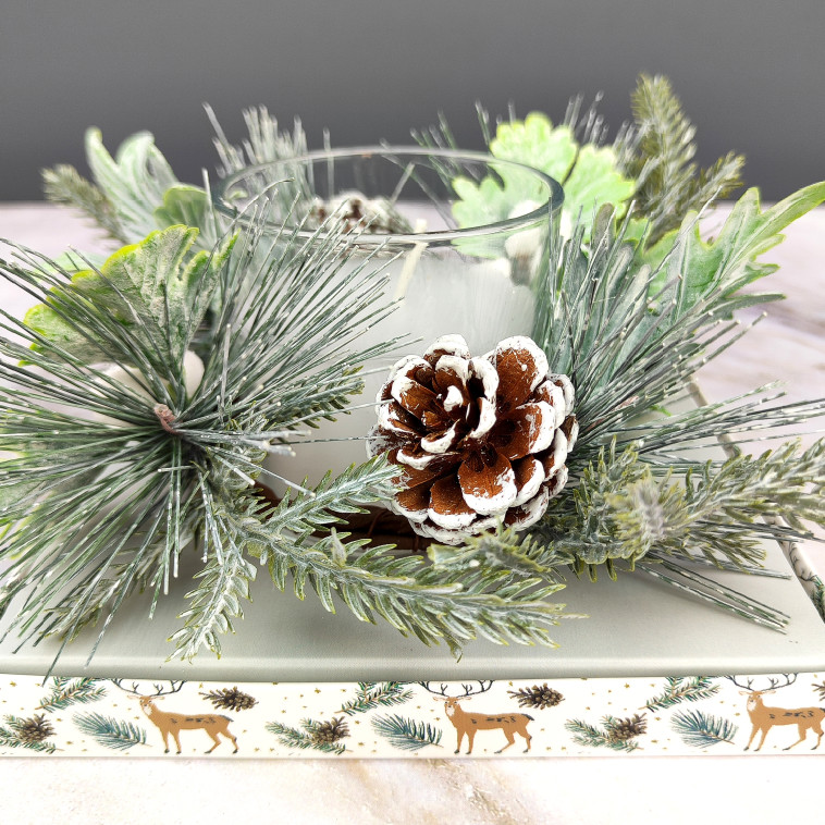 Фотография Свеча новогодняя в стакане 8 см декор белый NP-3103 Baizheng