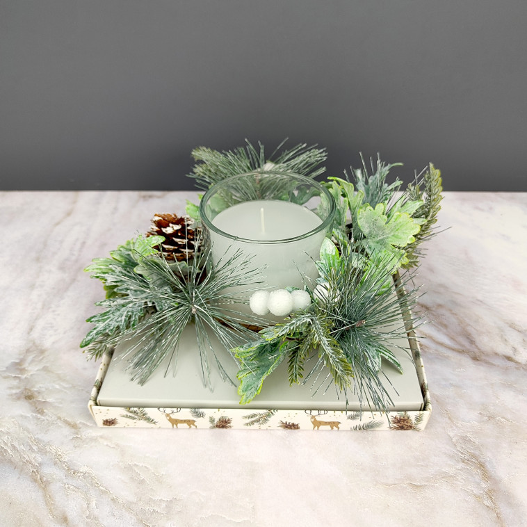 Фотография Свеча новогодняя в стакане 8 см декор белый NP-3104 Baizheng