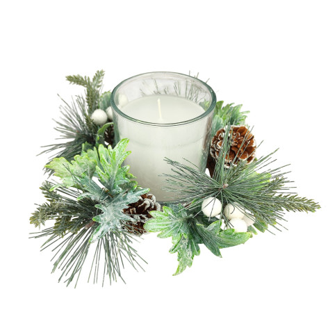 Свеча новогодняя в стакане 8 см декор белый NP-3104 Baizheng