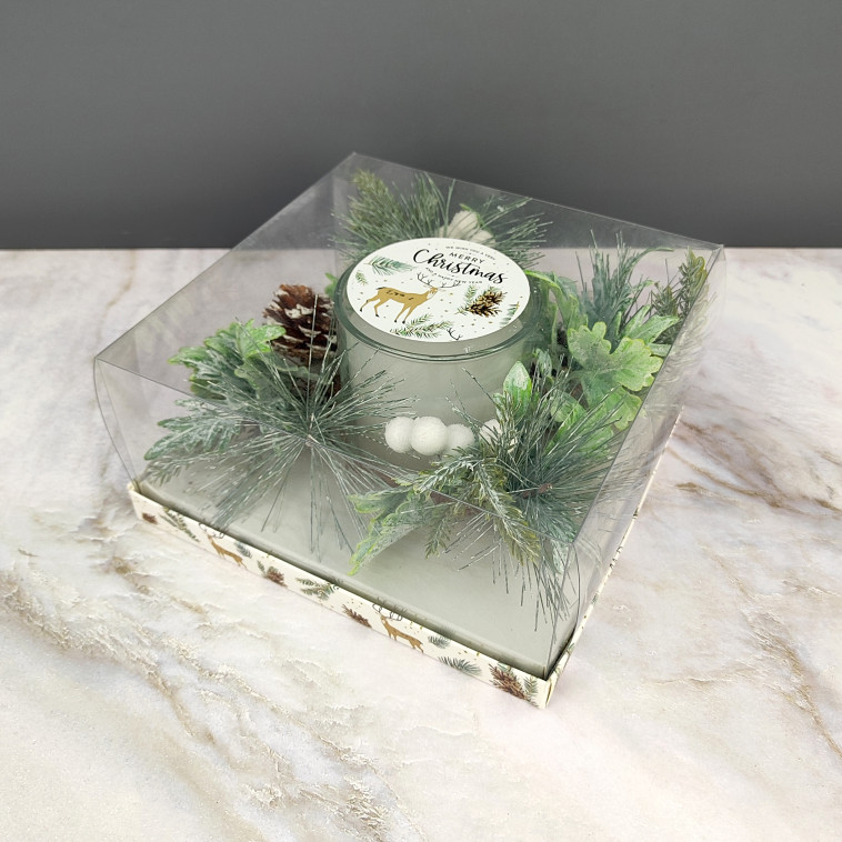 Cнимок Свеча новогодняя в стакане 8 см декор белый NP-3104 Baizheng