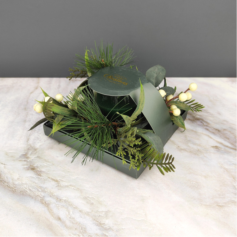 Фотография Свеча новогодняя в стакане 8 см декор зеленый NP-3096 Baizheng