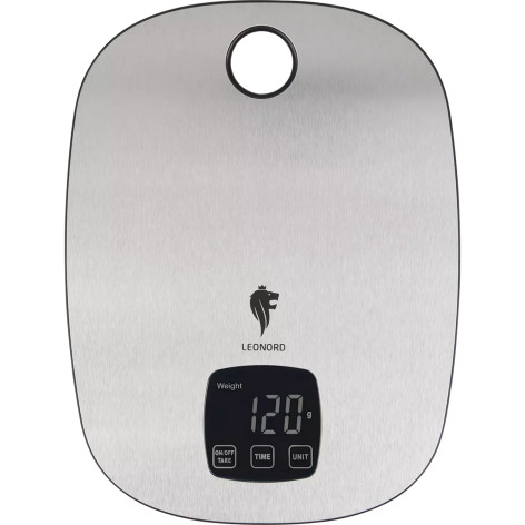 Весы кухонные электронные металл 5 кг 16*21,5 см сенсор дисплей серый LE-1716 Leonord