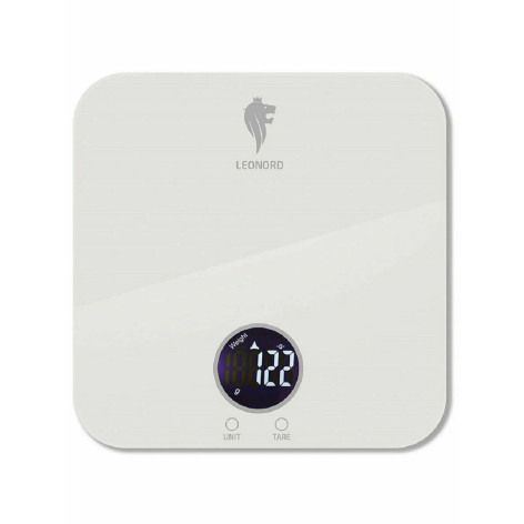 Весы кухонные электронные стекло 5 кг 18*18 см сенсор дисплей белый LE-1713 Leonord
