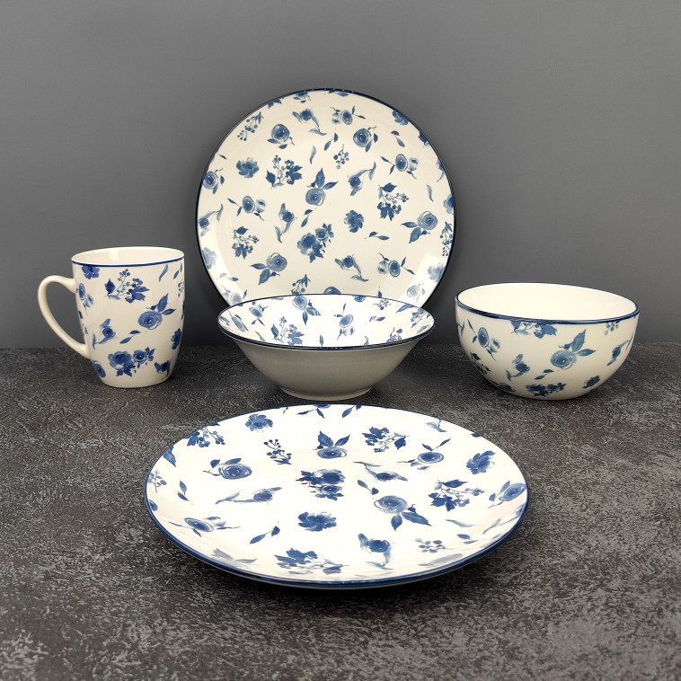 Фотография Кружка фарфоровая 340 мл Blue calico Коралл