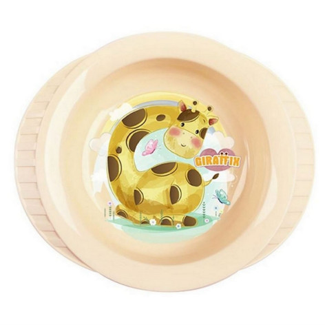 Тарелка пластиковая детская 0,5 л 19х16,3х5,5 см на присоске Giraffix Полимербыт