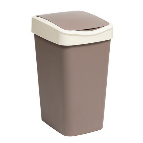 Ведро пластиковое для мусора 10 л с подвижной крышкой шоколад слоновая кость Tandem Violet