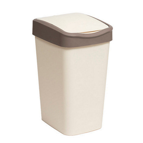 Ведро пластиковое для мусора 20 л с подвижной крышкой слоновая кость шоколад Tandem Violet