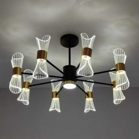 Люстра светодиодная 8 плафонов 69,5*38,5 см 160Вт 41500LM 50м2 черный Baizheng