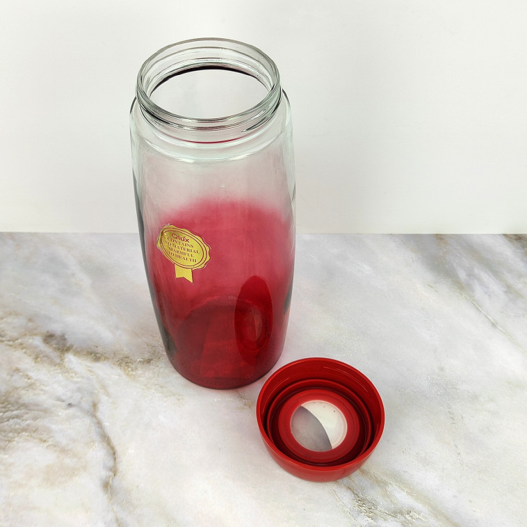 Картинка Банка стеклянная для продуктов 1600 мл пластиковая крышка с окном Rainbow Red Qlux Ideas Мфк