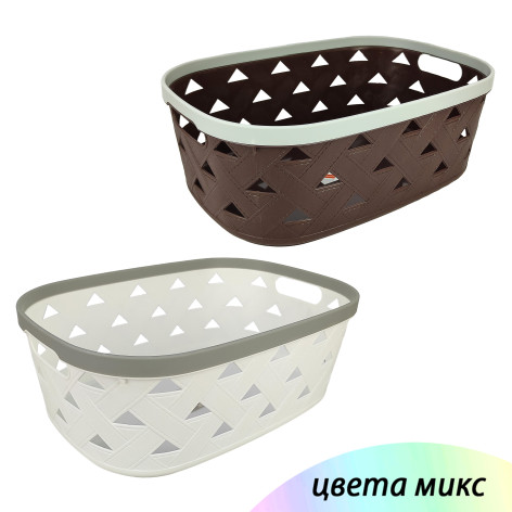 Корзина пластиковая 18 л 440х300х163 мм прошитая под кожу микс ZR-108 Baizheng
