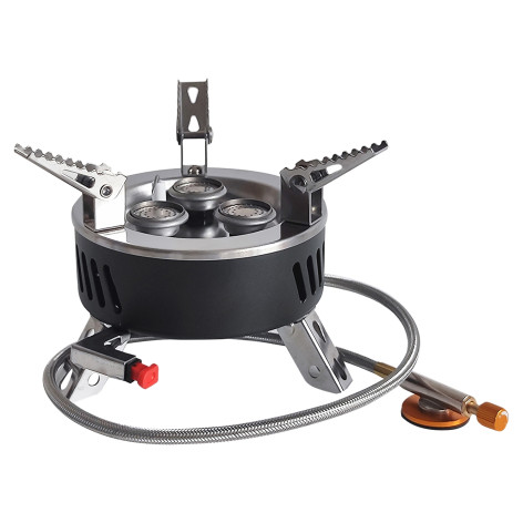 Плита газовая портативная 24,5х21х7 см с магнитн фикс баллон в чемод черно серебристый Grower