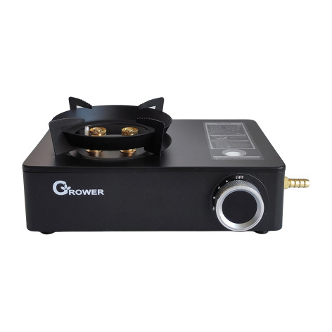 Плита газовая портативная 24,5х21х7 см с магнитн фикс баллон в чемод черно серебристый Grower