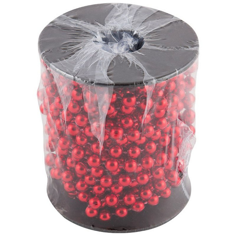 Фото Бусы пластиковые на елку 5 м d-6 мм красный Клубок Волшебная страна