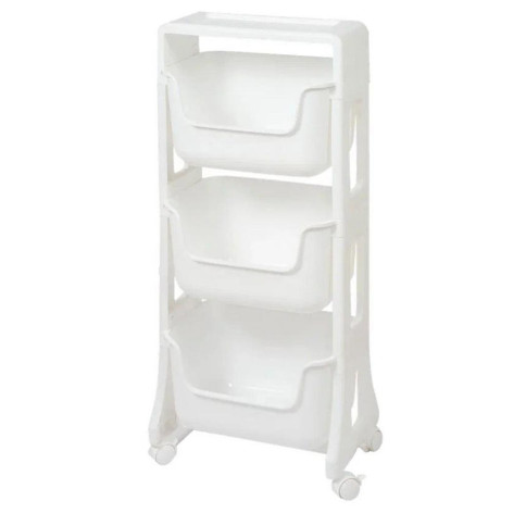 Этажерка пластиковая 3-х ярусная на колесах 401х260х943 мм белый Junior Violet