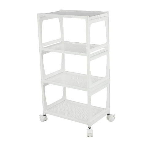 Этажерка пластиковая 4-х ярусная на колесах 300х195х552 мм белый Лофт Mini Violet