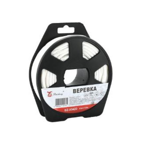 Веревка бельевая 6 мм*10 м  полипропилен белый бухта Baizheng