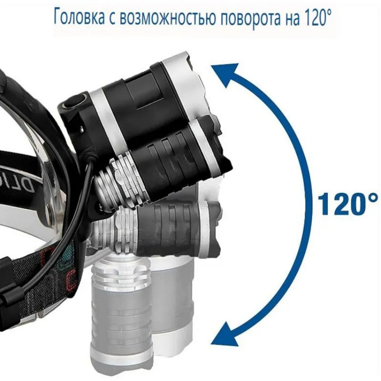 Cнимок Фонарь налобный  7 led аккумулятор usb RL-T5 Baizheng
