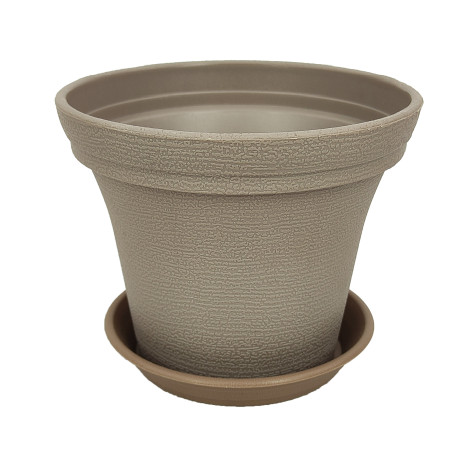 Горшок пластиковый 1,5 л 14,5*13,5*12 см с поддоном коричневый Baizheng Горшок пластиковый 1,5 л 14,5*13,5*12 см с поддоном коричневый Baizheng