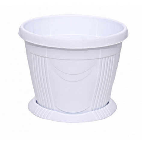 Кашпо пластиковое  3 л поддон белый Селенга Ангарск