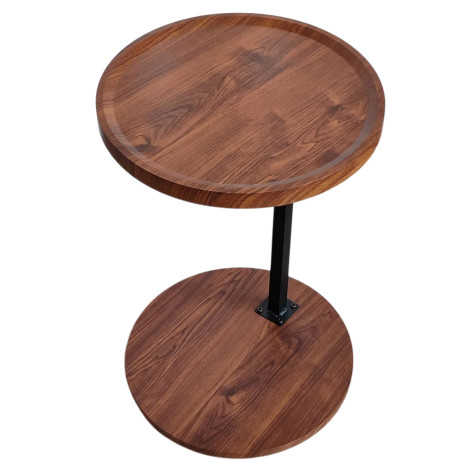 Стол МДФ журнальный 40*40*60 см 2-х ярусный рама металл черный на колесиках орех Baizheng