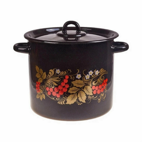 Кастрюля эмалированная 5,5 л петля черный рябчик Рябинушка Стальэмаль