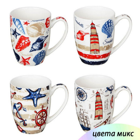 Кружка фарфоровая 350 мл полосатый в ассортименте бело-черный Baizheng