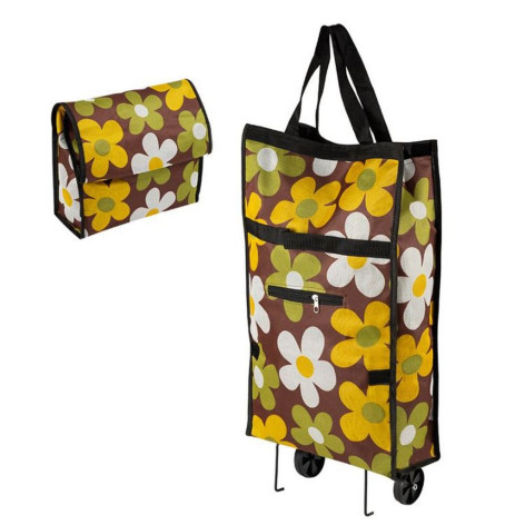 Тележка-сумка складная 10 кг 61*32*13 см на колесах Ромашки ATB-03 Рыжий кот