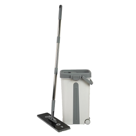 Набор ведро пластиковое с отжимом 12 л + швабра металл вращение 360° под упак Baizheng