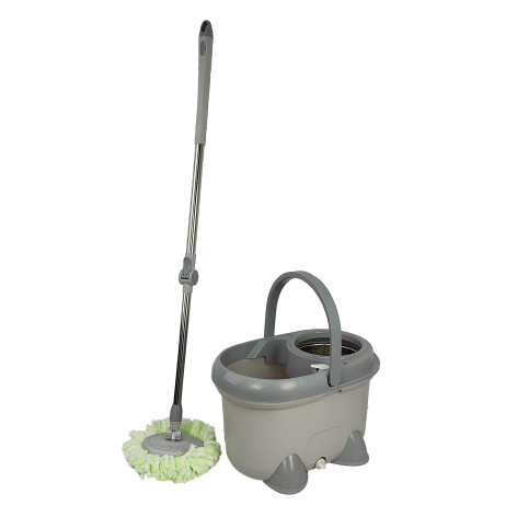 Набор ведро пластиковое с отжимом 12 л + швабра металл вращение 360° под упак Baizheng