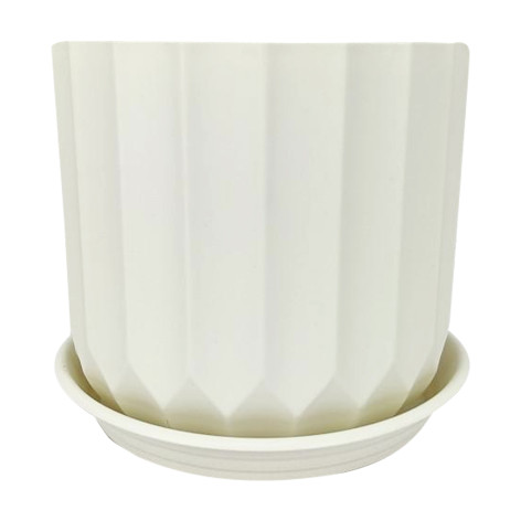 Горшок пластиковый 5,9 л 21*19,6*19,5 см с поддоном белый Baizheng