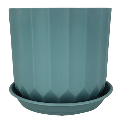 Горшок пластиковый 5,9 л 21*19,6*19,5 см с поддоном голубой Baizheng