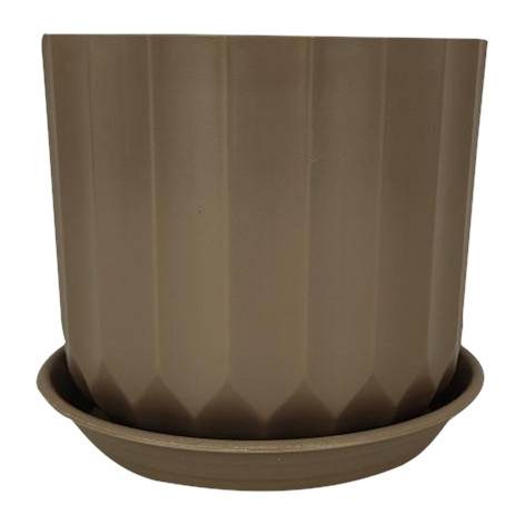 Горшок пластиковый 5,9 л 21*19,6*19,5 см с поддоном коричневый Baizheng