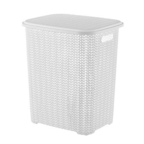 Корзина пластиковая для белья 40 л 380х320х460 мм с крышкой белый Вязь Violet