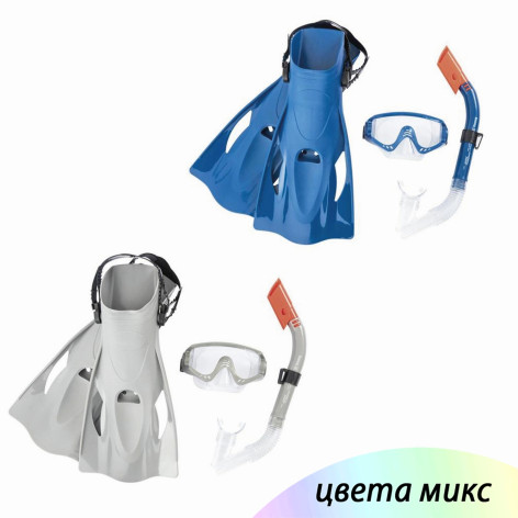 Набор для плавания от 7 лет маска трубка ласты размер 41-46 ассорти BestWay