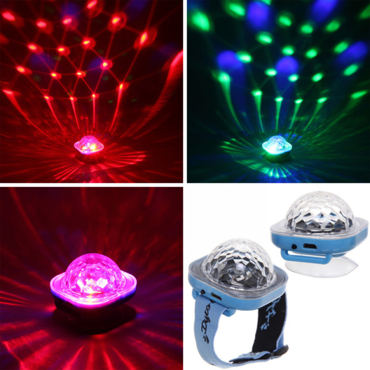 Фото Диско шар с ремешком на руку датчик звука присоска авторежим ассорти Dancer