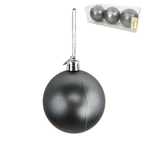 Набор пластиковых шаров d-6 см 3 шт графит Матовый Серпантин