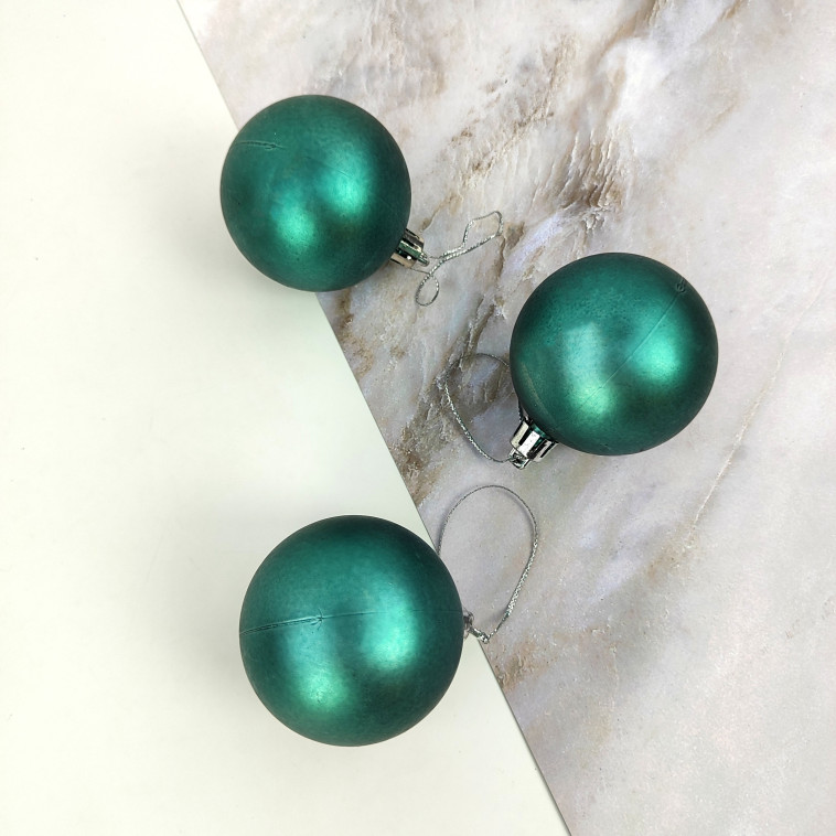 Фото Набор пластиковых шаров d-6 см 3 шт темный нефрит Матовый Серпантин