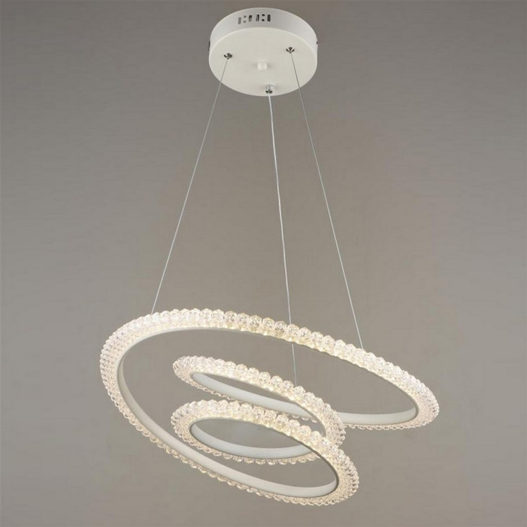 Люстра светодиодная 1 плафон 52*80 см 52Вт 10750LM 3 цвета 25м2 пульт белый Baizheng