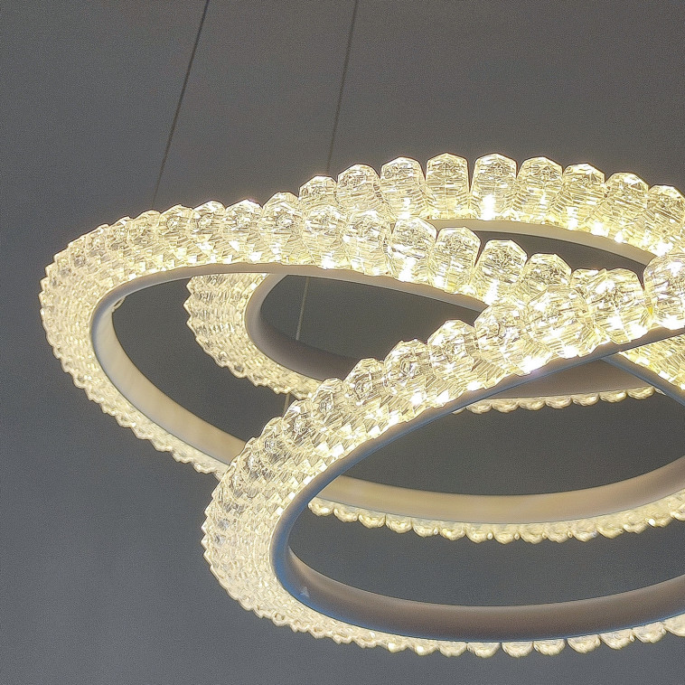 Картинка Люстра светодиодная 1 плафон 56*39*80 см 52 Вт 13000LM 25м2 3 цвета пульт белый Baizheng