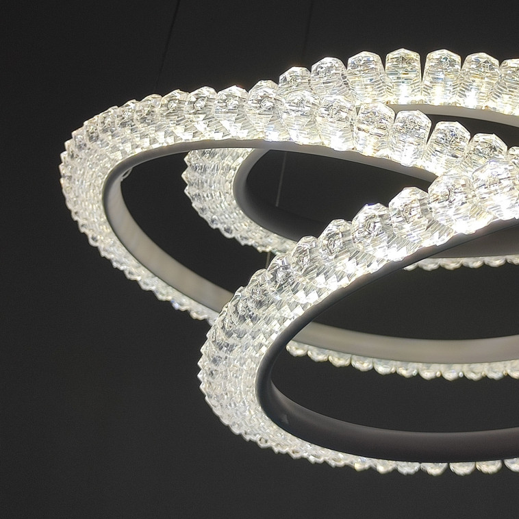 Фотография Люстра светодиодная 1 плафон 56*39*80 см 52 Вт 13000LM 25м2 3 цвета пульт белый Baizheng